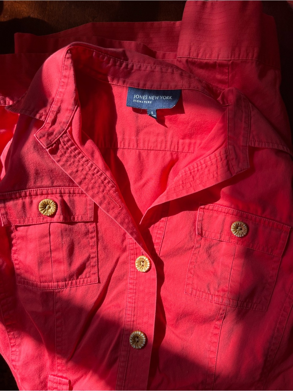 Jones New York Bright Red Button-Front Shirt Dress